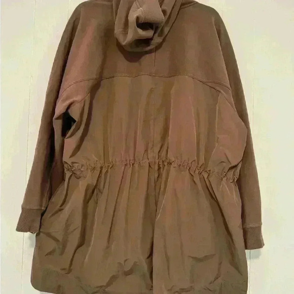 ATHLETA Rustic Beige Brown Triumph Hybrid Full Zip Hooded Jacket 2x Regular - Picture 2 of 11